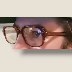 VTG 1970s Romco Mens Eyeglasses 4 1/2-5 3/4" Brown Square Acetate Frames USA EUC